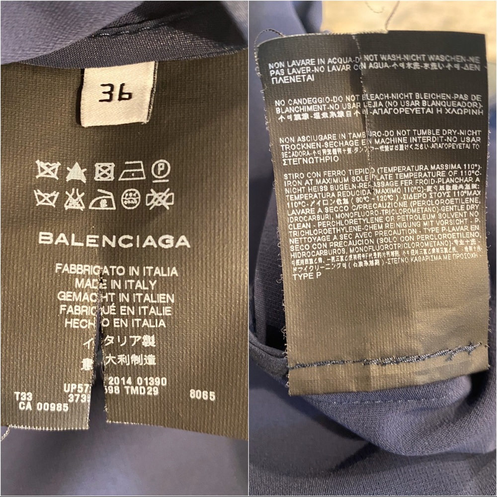 Balenciaga: Asymmetrical Hem Navy Top Sz:36 - Picture 4 of 7